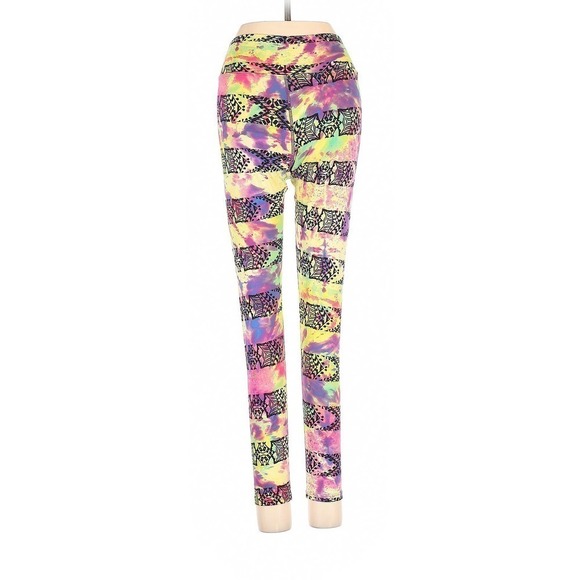 Dona Jo Active Pants Yellow green black abstract print OS - Picture 1 of 7